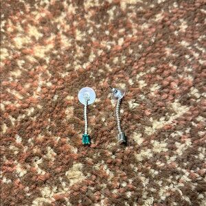 Elegant Silver and Green Drop Earrings